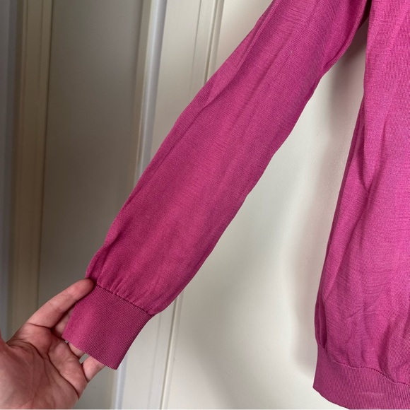 Reiss Pink V-Neck Soft 100% Cotton Ribbed Trim Pull On Long Sleeve Sweater S - Picture 6 of 14